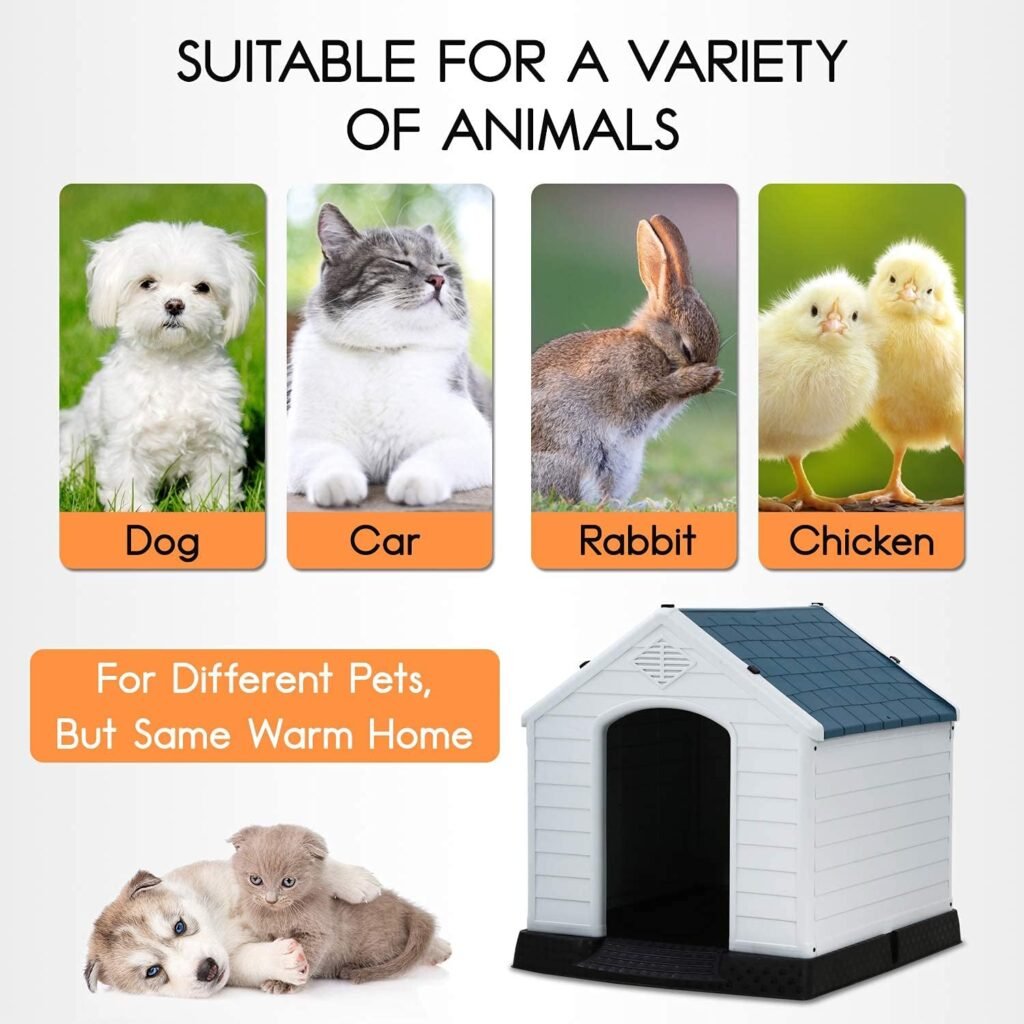 BestPet 32Inch Large Dog House Insulated Kennel Durable Plastic Dog House for Small Medium Large Dogs Indoor Outdoor Weather  Water Resistant Pet Crate with Air Vents and Elevated Floor