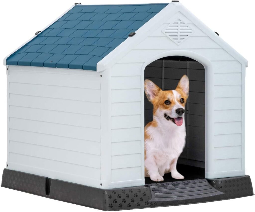 BestPet 32Inch Large Dog House Insulated Kennel Durable Plastic Dog House for Small Medium Large Dogs Indoor Outdoor Weather  Water Resistant Pet Crate with Air Vents and Elevated Floor