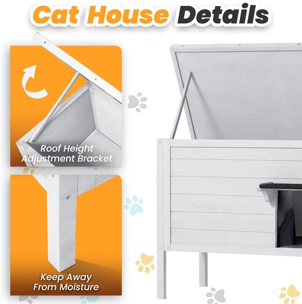 Ciokea Outdoor Cat House Weatherproof,Feral Cat House Enclosures with Insulated All-Round Foam Wooden Cat Condos for Winter Outside, PVC Door Flaps