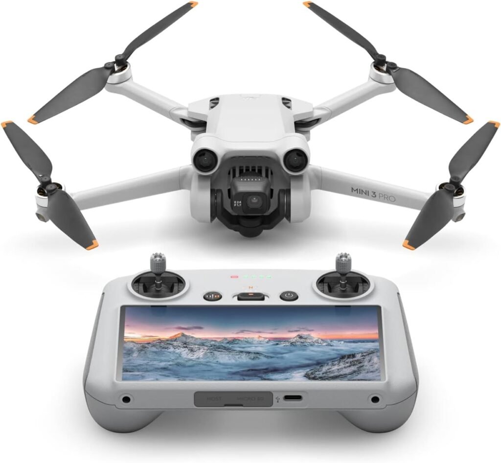 DJI Mini 3 Pro (DJI RC) – Lightweight and Foldable Camera Drone with 4K/60fps Video, 48MP Photo, 34-min Flight Time, Tri-Directional Obstacle Sensing, Ideal for Aerial Photography and Social Media, Grey