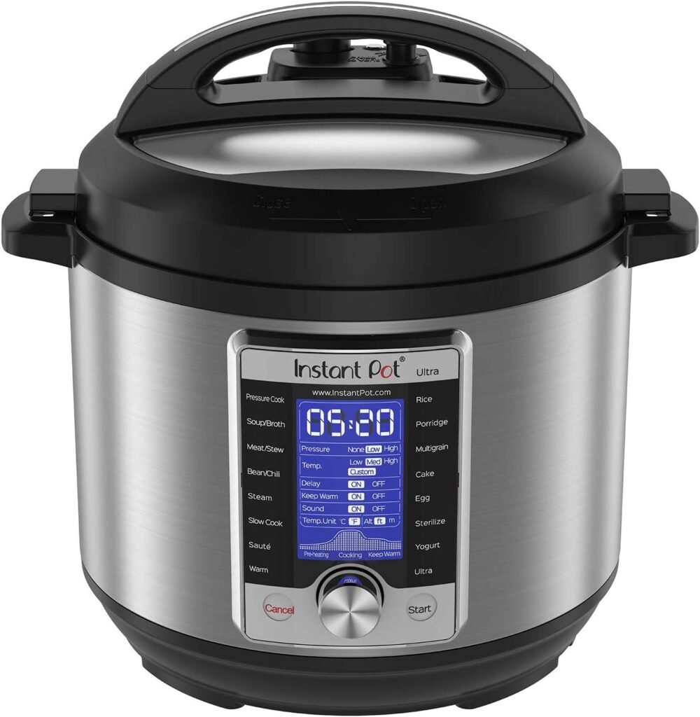 Instant Pot Ultra 60 Ultra 6 Qt 10-in-1 MultiUse Programmable Pressure Cooker, Slow Cooker, Rice Cooker, Yogurt Maker, Cake Maker, Egg Cooker, Saut ©, and more, Stainless Steel/Black