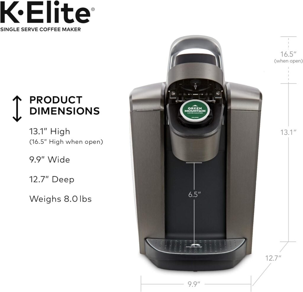 Keurig K-Elite K Single Serve K-Cup Pod Maker, with Strong Temperature Control, Iced Coffee Capability, 12oz Brew Size, Brushed Slate