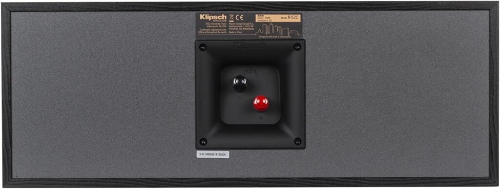 Klipsch R-52C Powerful Detailed Center Channel Home Speaker - Black