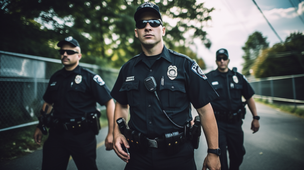 Inside a police station, police officers wearing cool Muiufly cameras 2